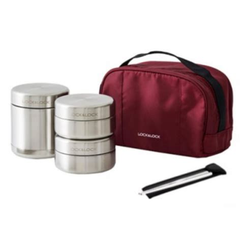 LocknLock Stainless Steel Thermal Lunch Box (Red Bag) 350ml